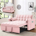 3 in 1 Convertible Sleeper Sofa Bed Velvet Pink S6397