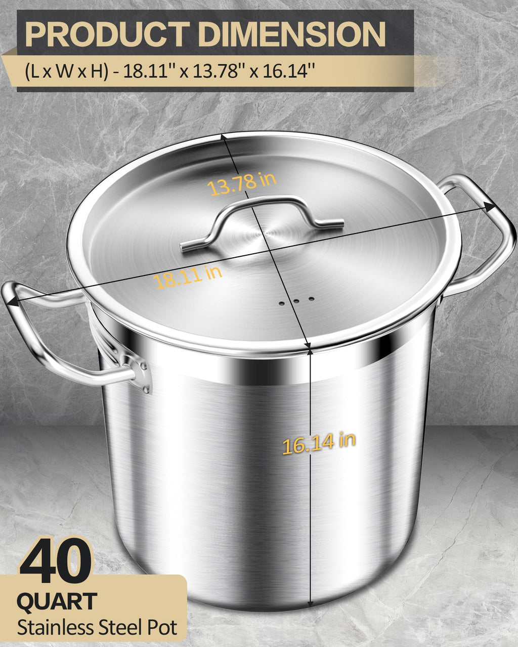 Large Stainless Steel Stockpot with Lid 40 Quart Z60347