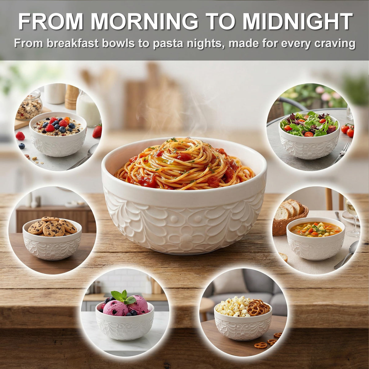 22 Oz Ceramic Bowls Set of 4 T10532