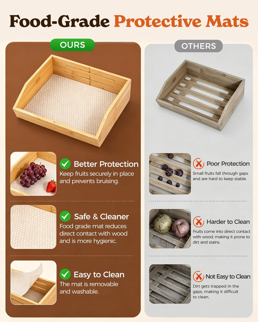 3-Tier Bamboo Fruit Basket with 2 Banana Holders R394