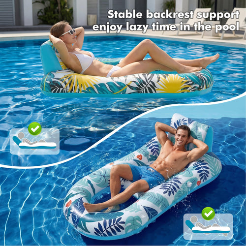 2 Pack Adult Pool Float Lounger with Cup Holders X23277