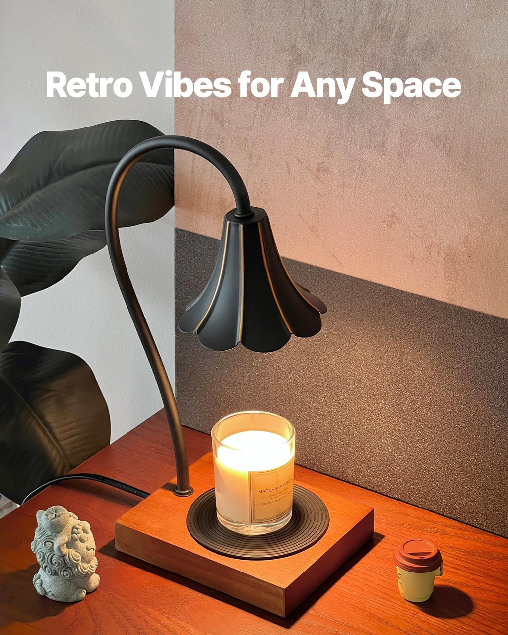 Black Candle Warmer Lamp with Timer & Stepless Dimmable I777