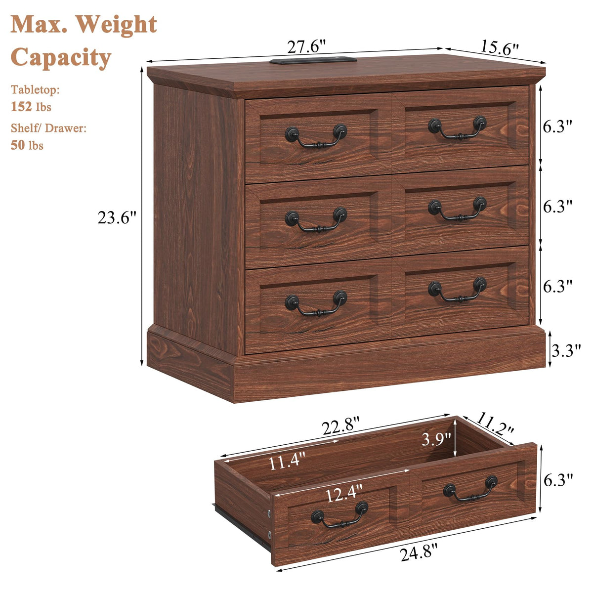Cherry Wood Nightstand with Charging Station Y968669