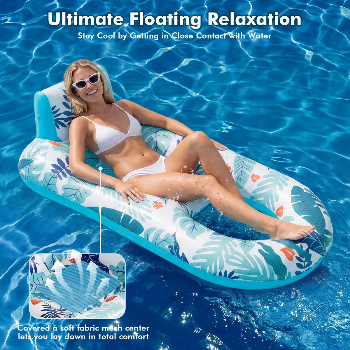 2 Pack Adult Pool Float Lounger with Cup Holders X23277