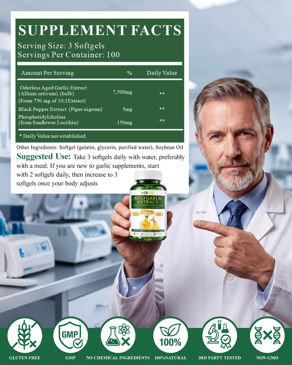 Odorless Garlic Supplement, 300 Softgels Y6737