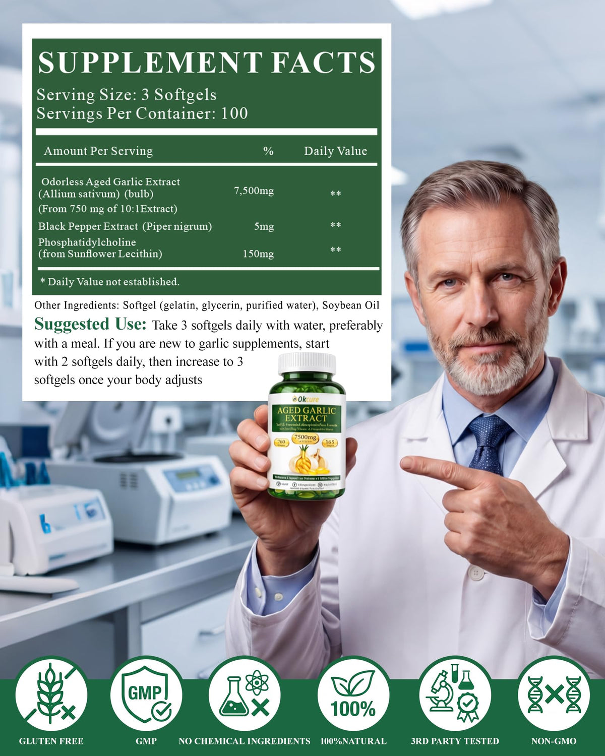 Odorless Garlic Supplement, 300 Softgels Y6737