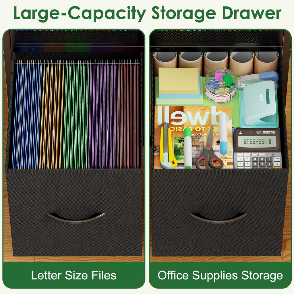 Rolling File Cart with 2 Fabric Drawers J230862