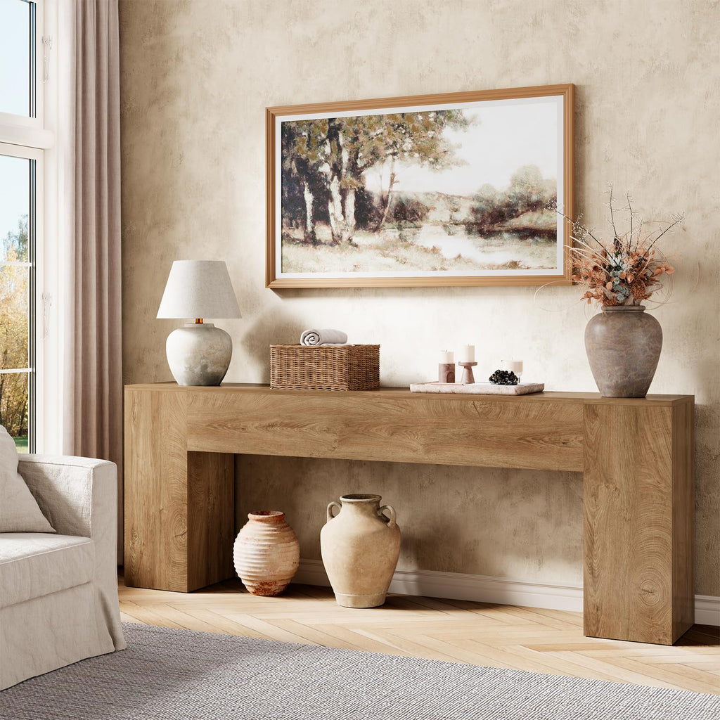 86-Inch Natural Oak Brown Console Table U877