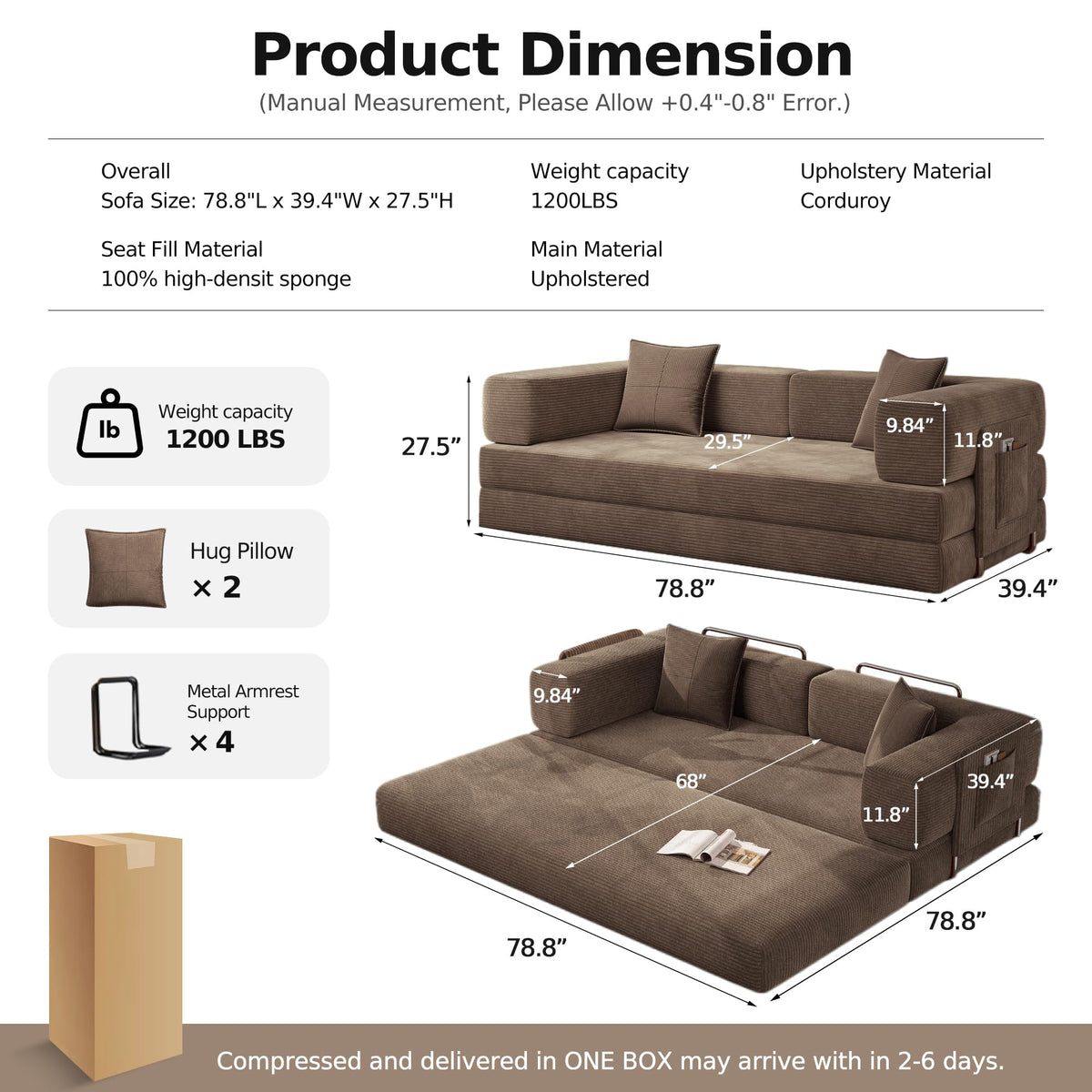 Convertible Futon Sofa Bed W4501