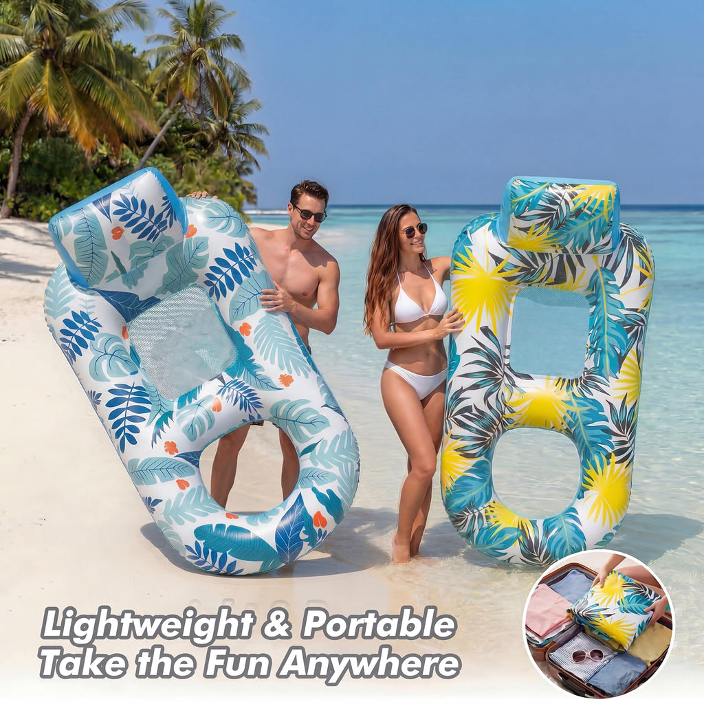 2 Pack Adult Pool Float Lounger with Cup Holders X23277