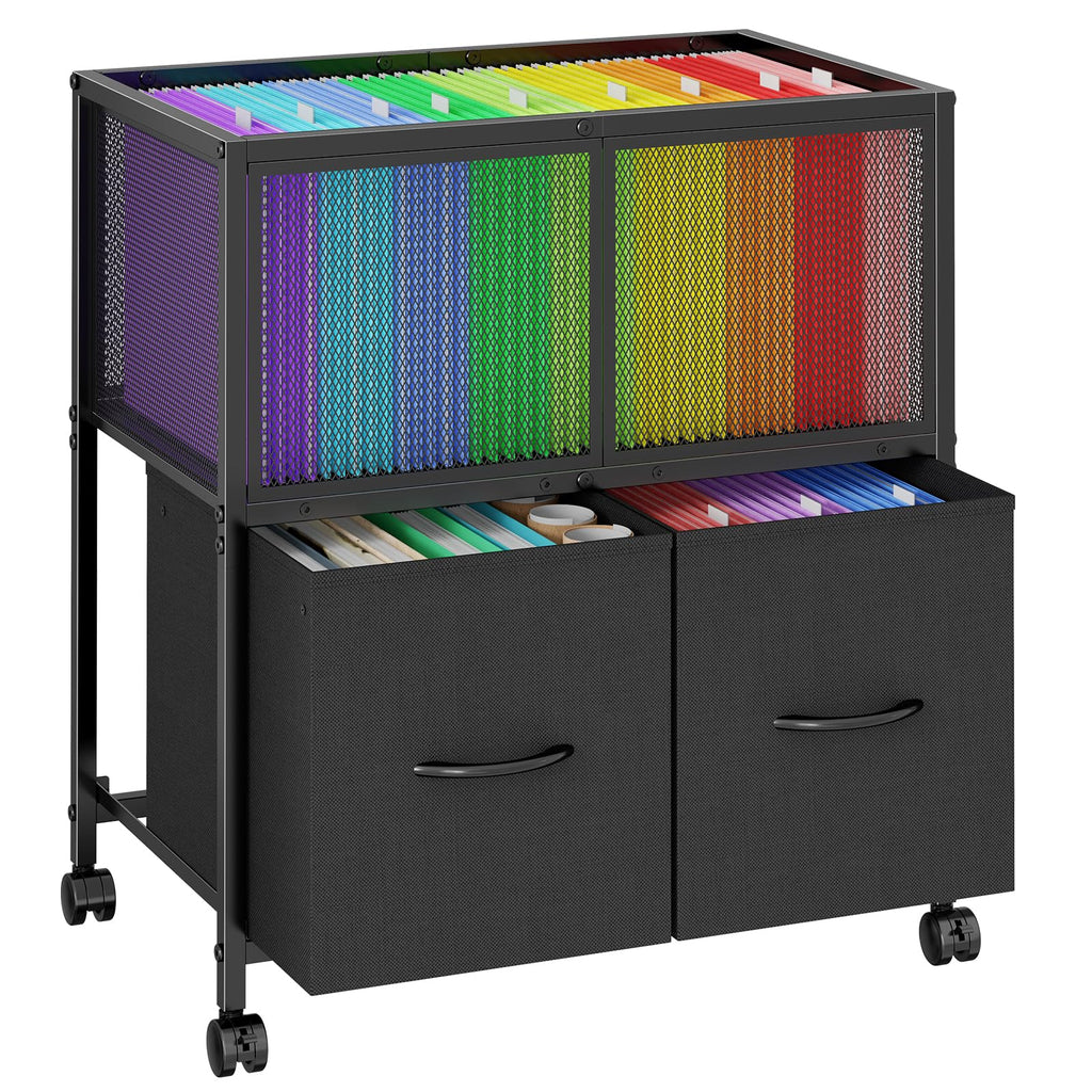 Rolling File Cart with 2 Fabric Drawers J230862