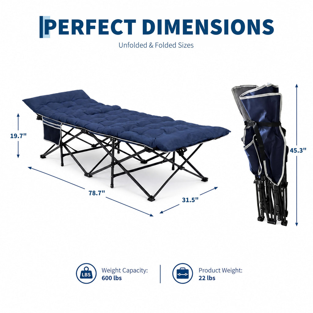 Blue 600 Lb Capacity Folding Camping Cot V125