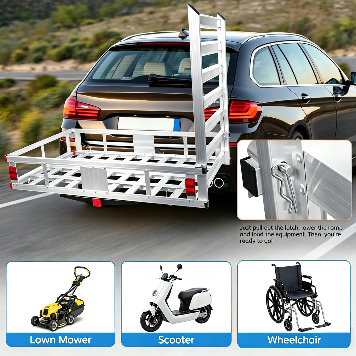 Wheelchair Scooter Carrier with Ramp, 500 lbs Capacity Q23630