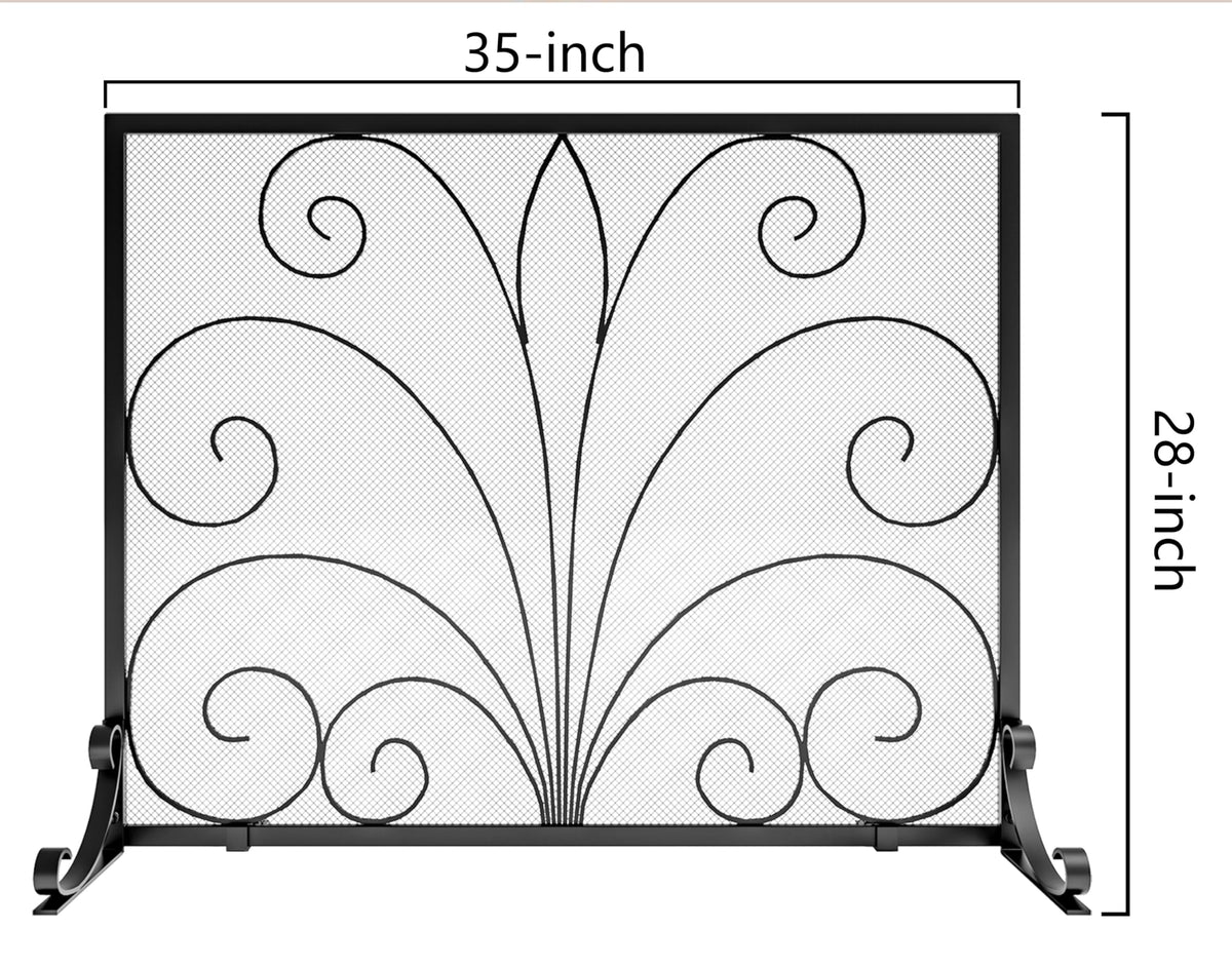 Wrought Iron Single Panel Fireplace Screen O716269