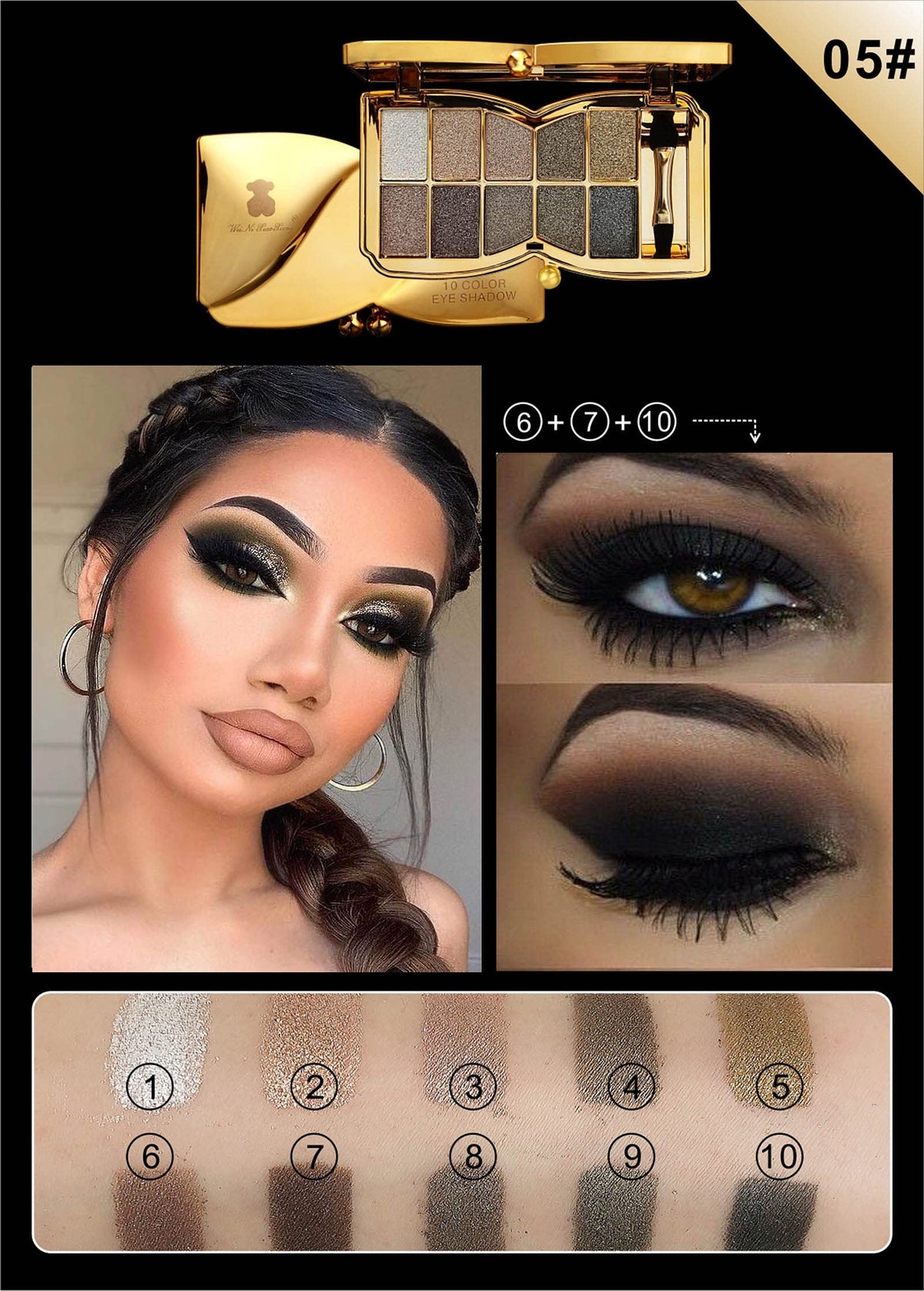 10 Colors Shimmer & Matte Glitter Eyeshadow Palette T6028