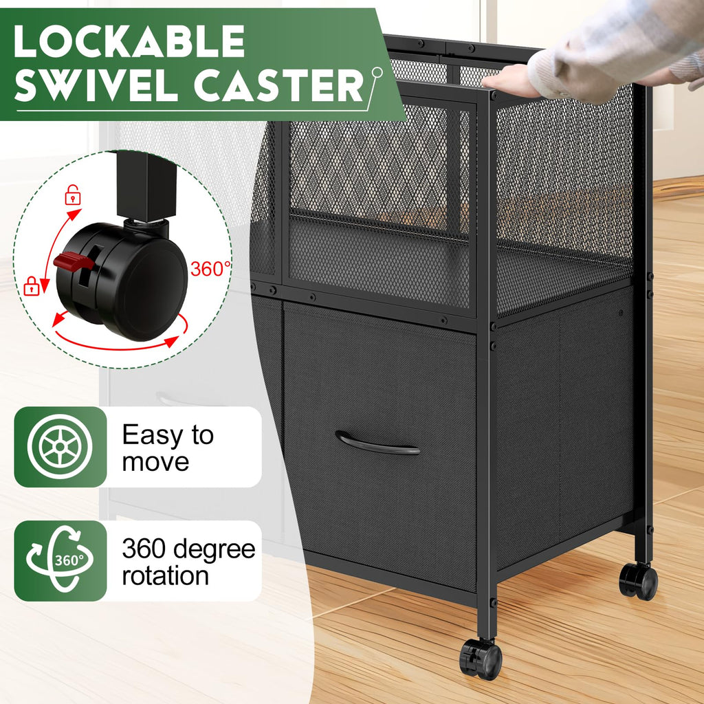 Rolling File Cart with 2 Fabric Drawers J230862