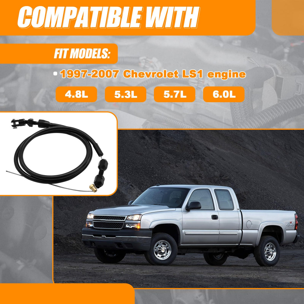 36-Inch LS Throttle Cable Stainless Steel Braided B237076