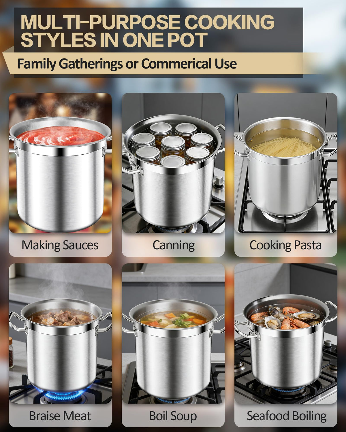 Large Stainless Steel Stockpot with Lid 40 Quart Z60347
