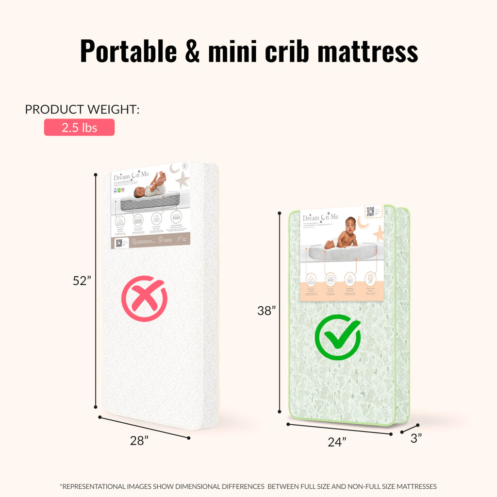 2-in-1 Mini Crib Mattress, Dual-Sided Waterproof H795188