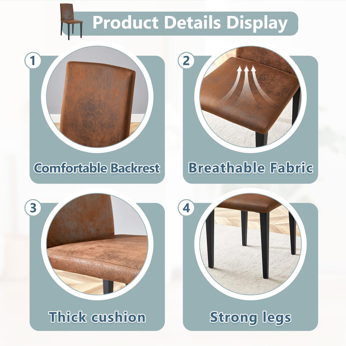 Brown 9 Piece Extendable Dining Table Set with 8 Suede Chairs A8405