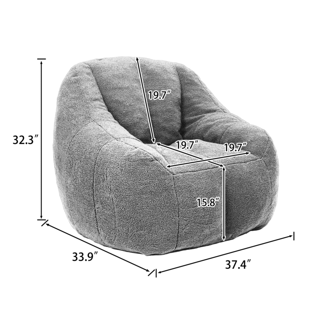 Yellow Oversized Plush Memory Foam Bean Bag Chair Z6504