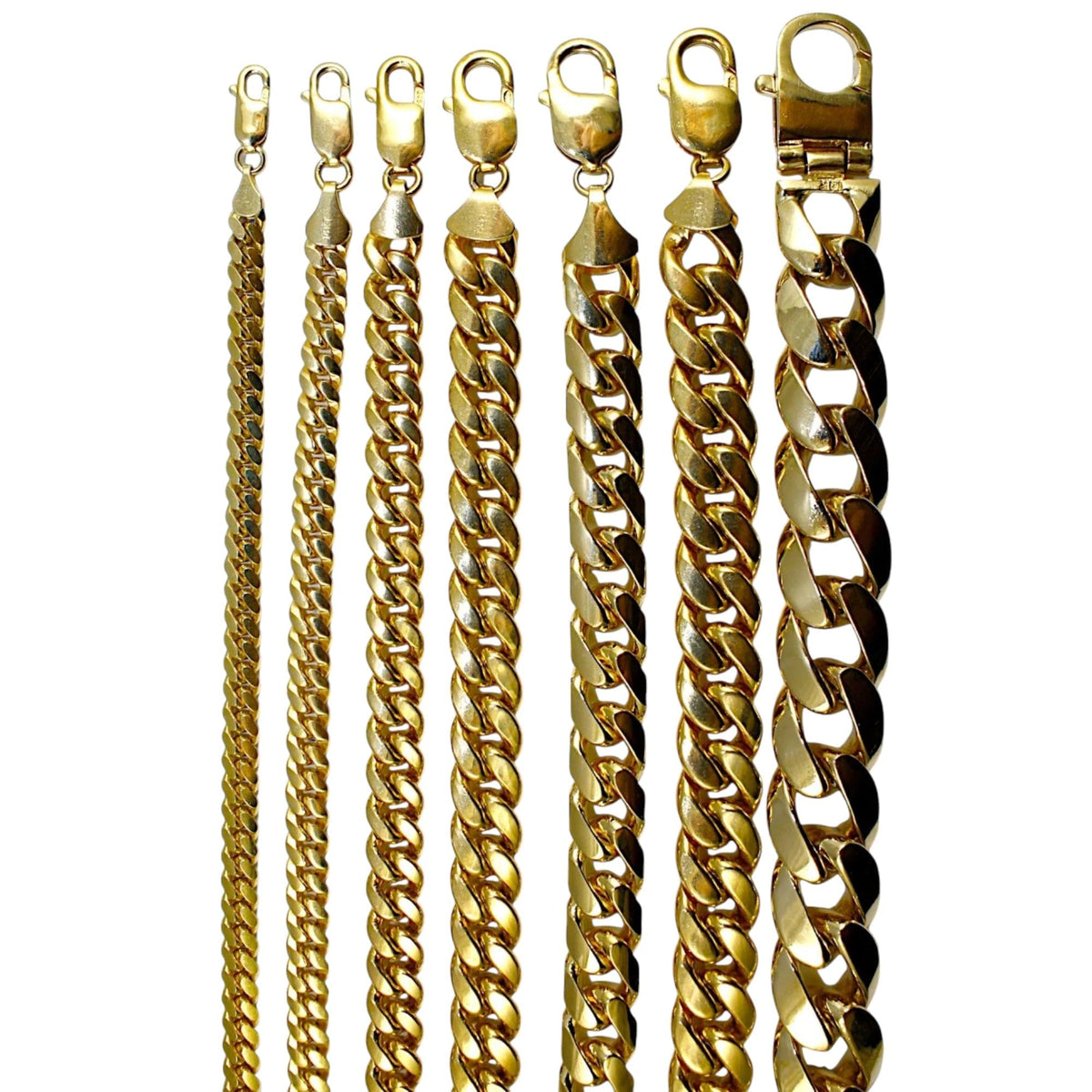 14K Yellow Gold Solid Miami Cuban Chain J7119