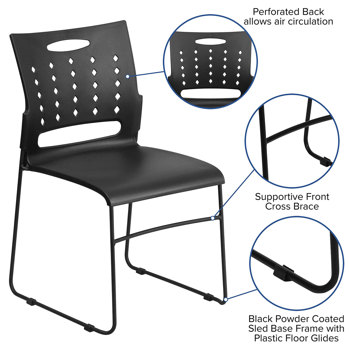 Black Stacking Chairs Set of 5 S2161