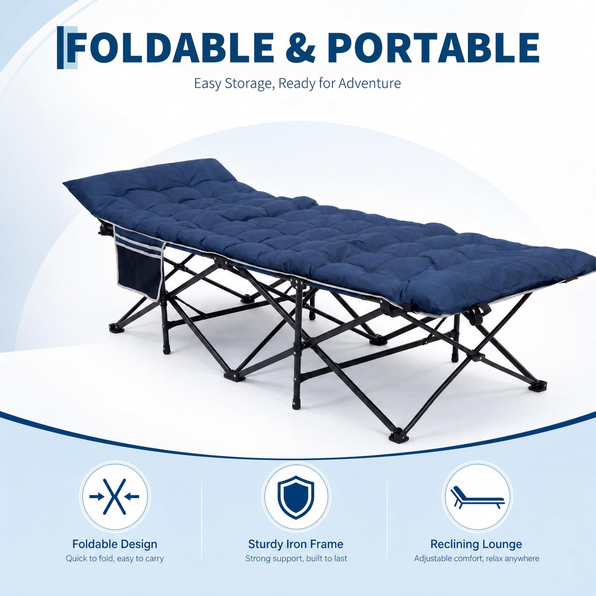 Blue 600 Lb Capacity Folding Camping Cot V125