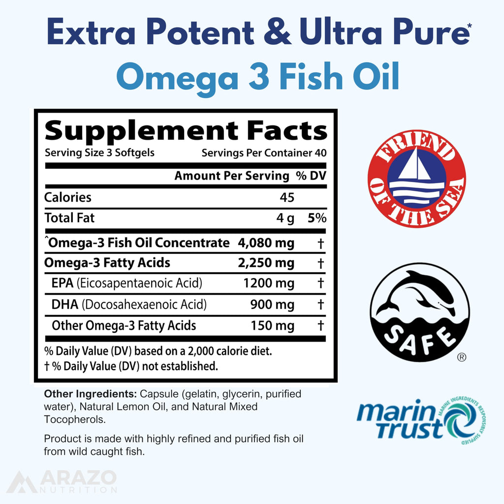 Wild Caught Omega-3 Fish Oil 120 Burpless Lemon Softgels R846