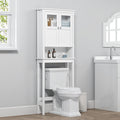 White Over the Toilet Storage Cabinet with Glass Doors C75761