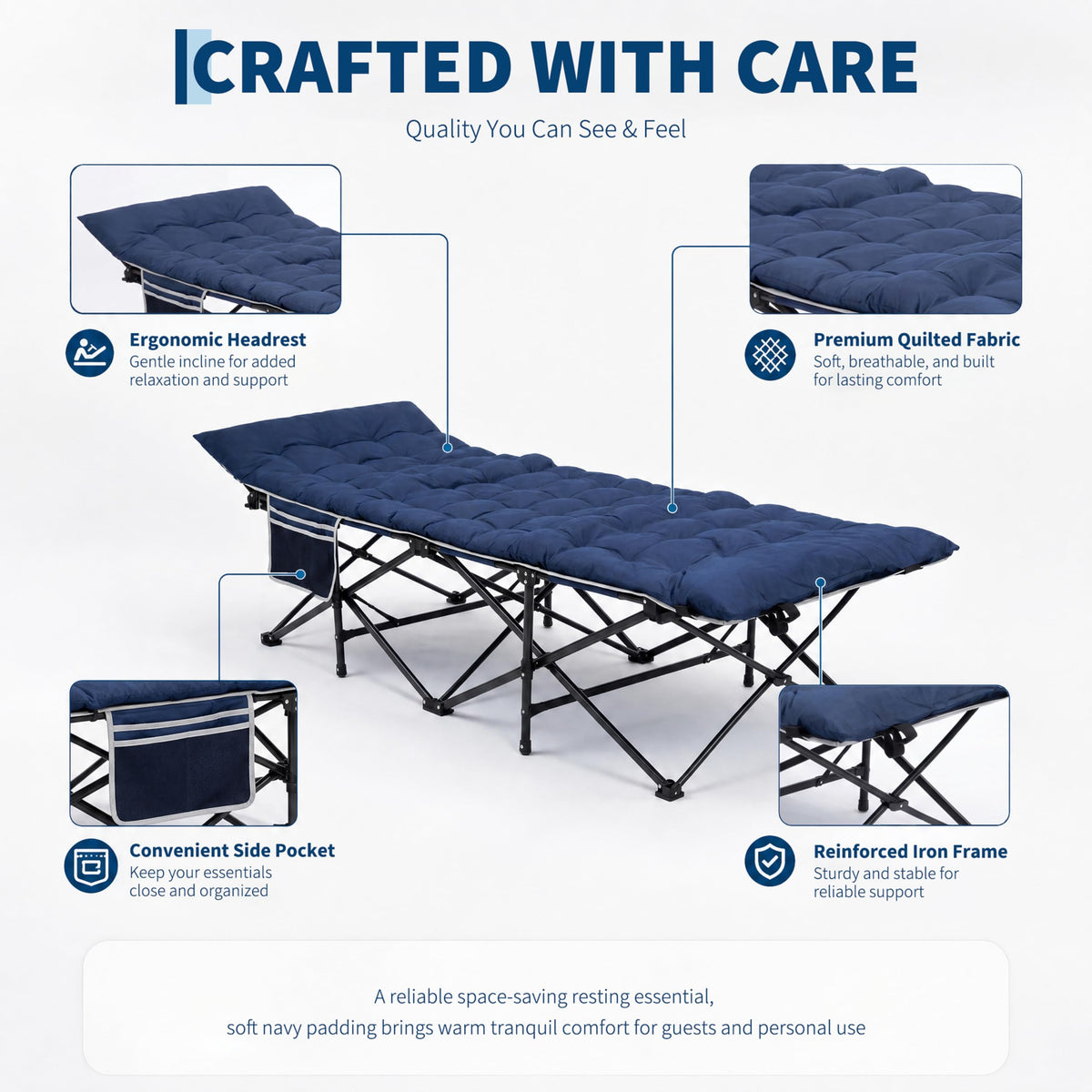 Blue 600 Lb Capacity Folding Camping Cot V125