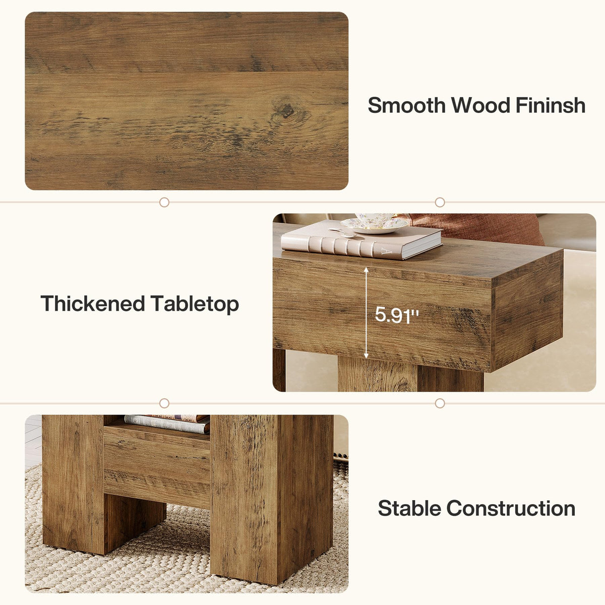 2-Tier Narrow Side Table with Storage Shelf M71208