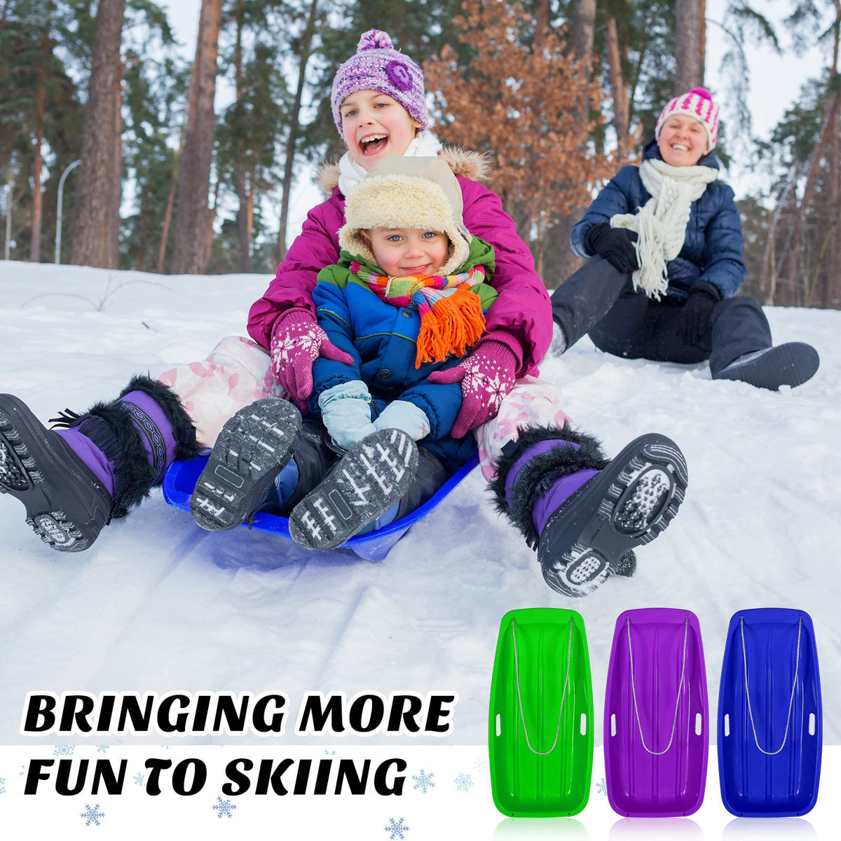 12 Pcs 35 Inch Plastic Snow Sleds O988135