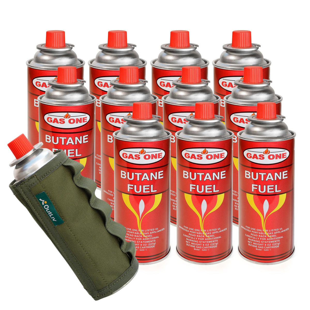 Tactical Outdoor Protective Canister Sleeve for 8oz Butane Fuel Canisters Pack of 12 Woodland Green O572