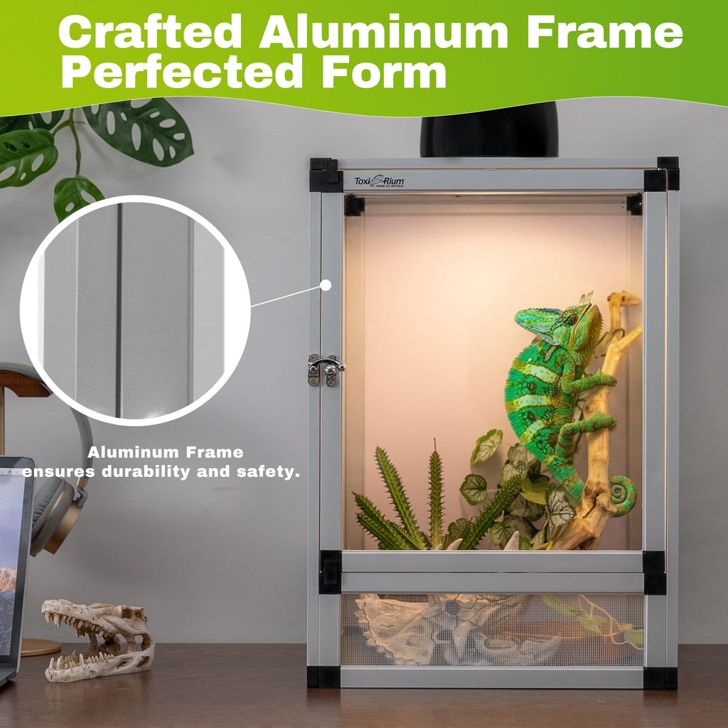 PVC Habitat Enclosure with Screen & Acrylic Doors, 12"x12"x18" Reptile Terrarium A89675