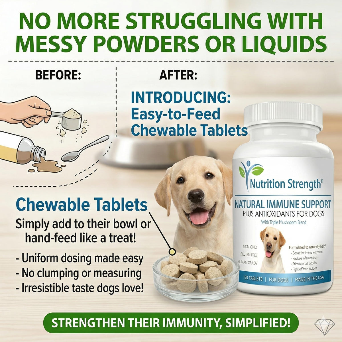 Immune Support for Dogs 120 Chewable Tablets T165095