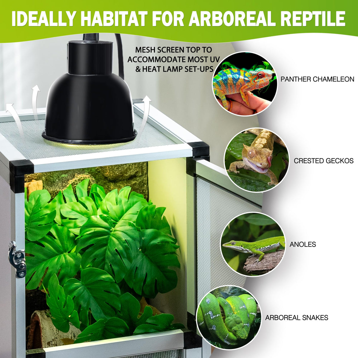 PVC Habitat Enclosure with Screen & Acrylic Doors, 12"x12"x18" Reptile Terrarium A89675