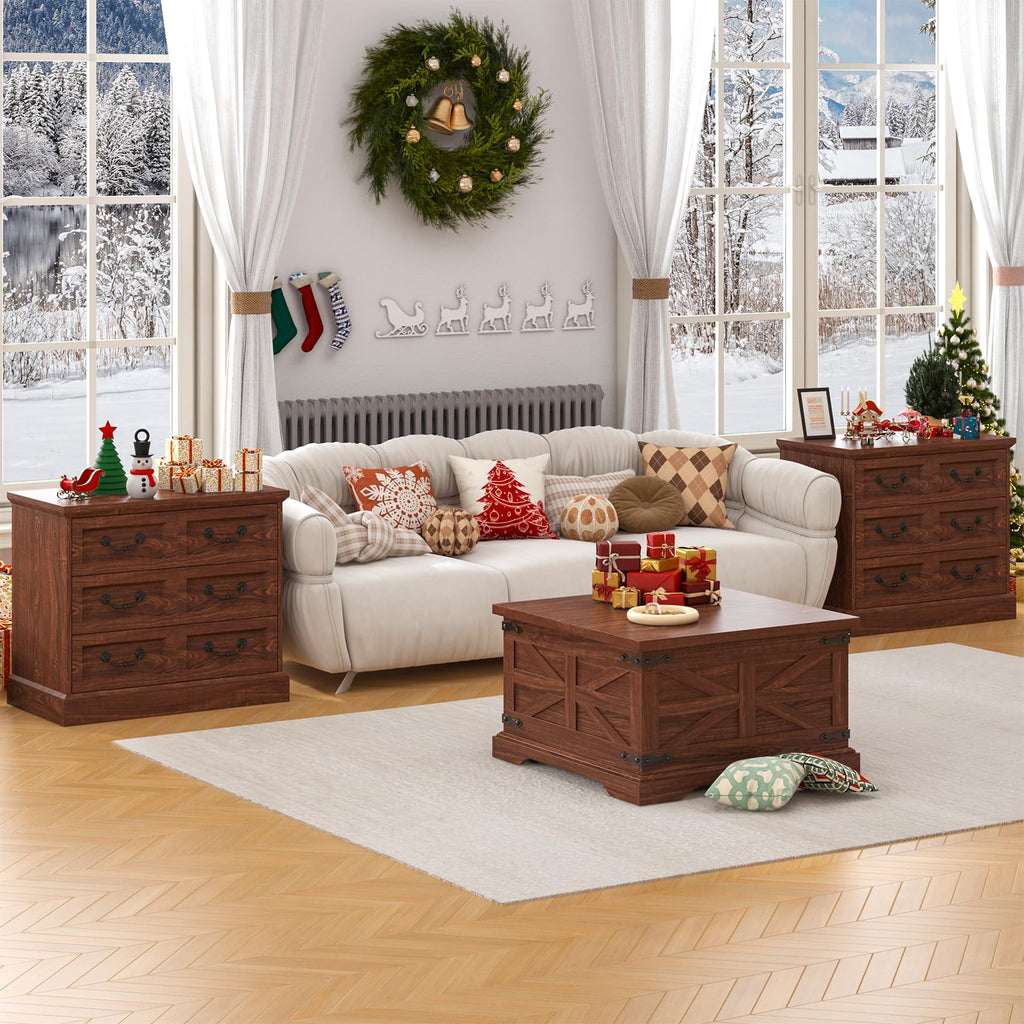 Cherry Wood Nightstand with Charging Station Y968669