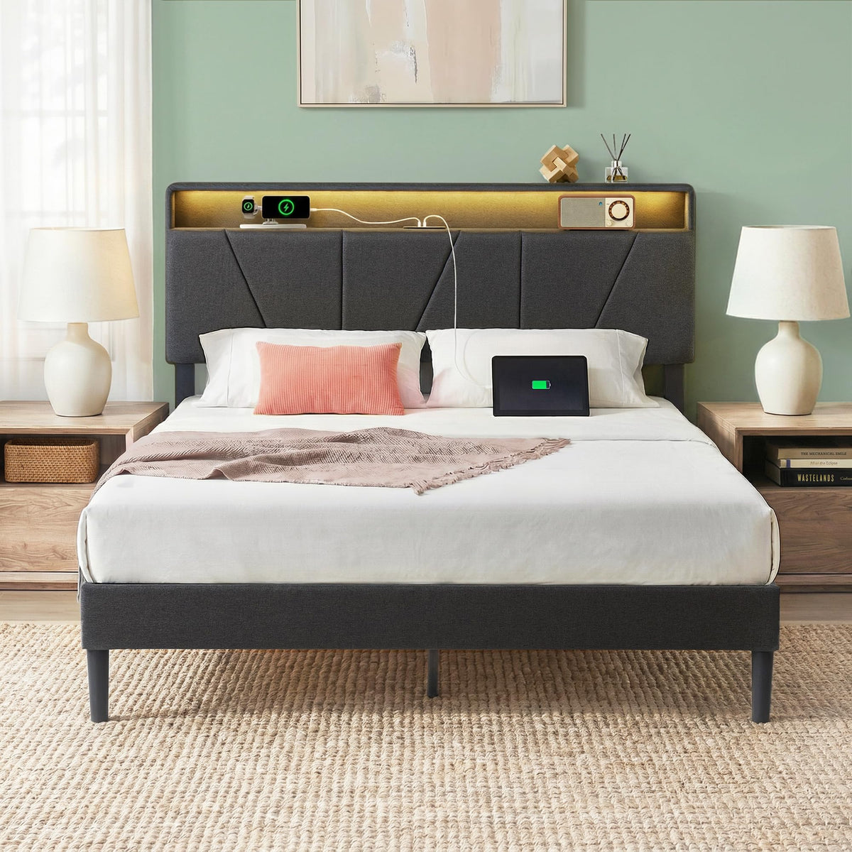 Upholstered Platform Bed Frame Full N238