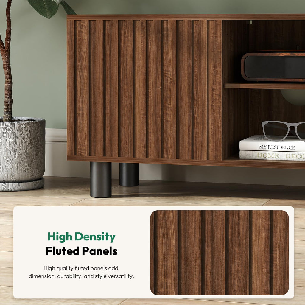 Walnut TV Stand with Mount for 65-75 Inch TV A9007