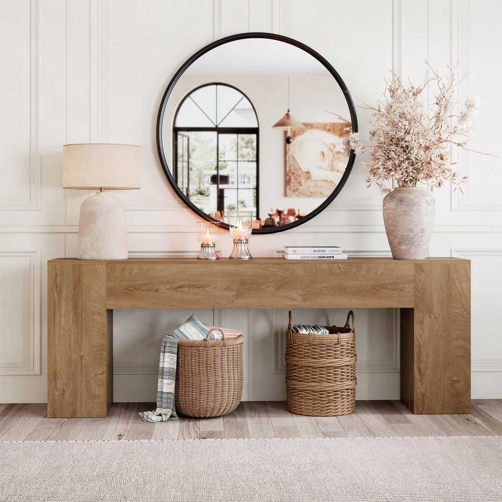 86-Inch Natural Oak Brown Console Table U877