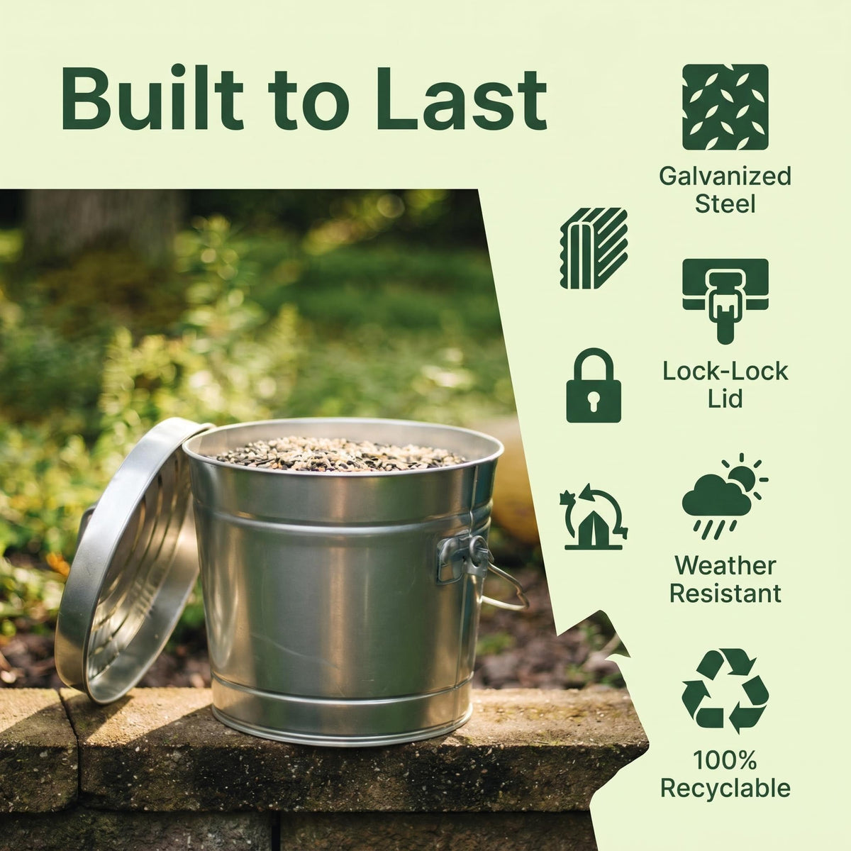 6 Gallon Galvanized Storage Can with Lid M209