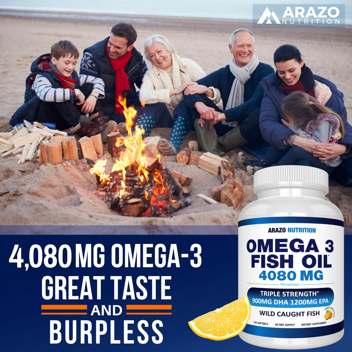 Wild Caught Omega-3 Fish Oil 120 Burpless Lemon Softgels R846