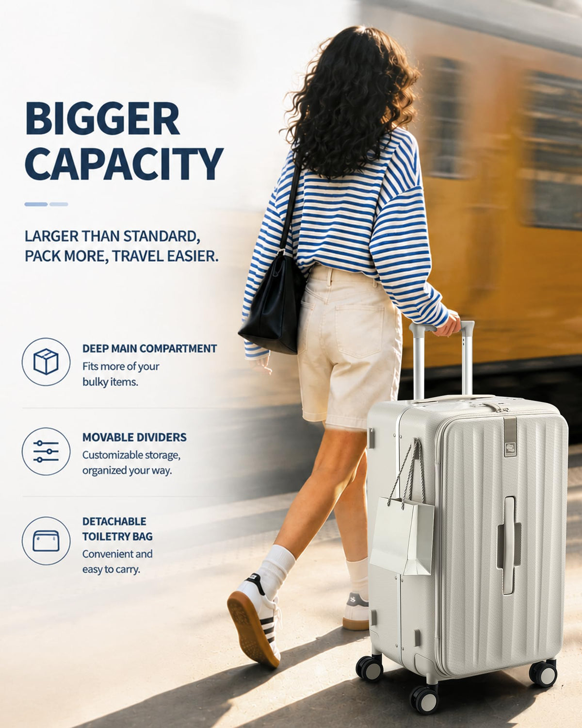 20 Inch Aluminum Frame Hard Shell Carry On Luggage with Wheels M638