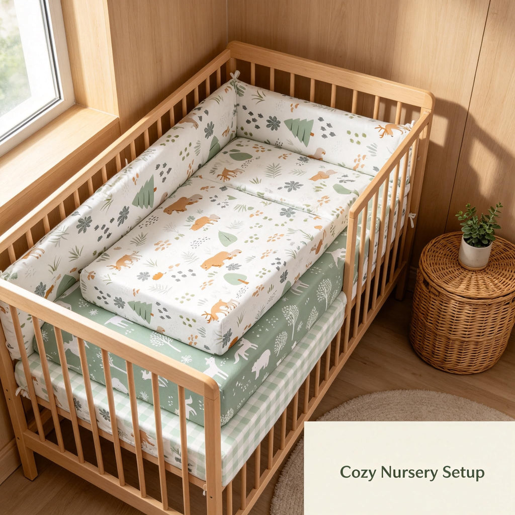 3 Pack Fitted Neutral Baby Crib Sheets S644835