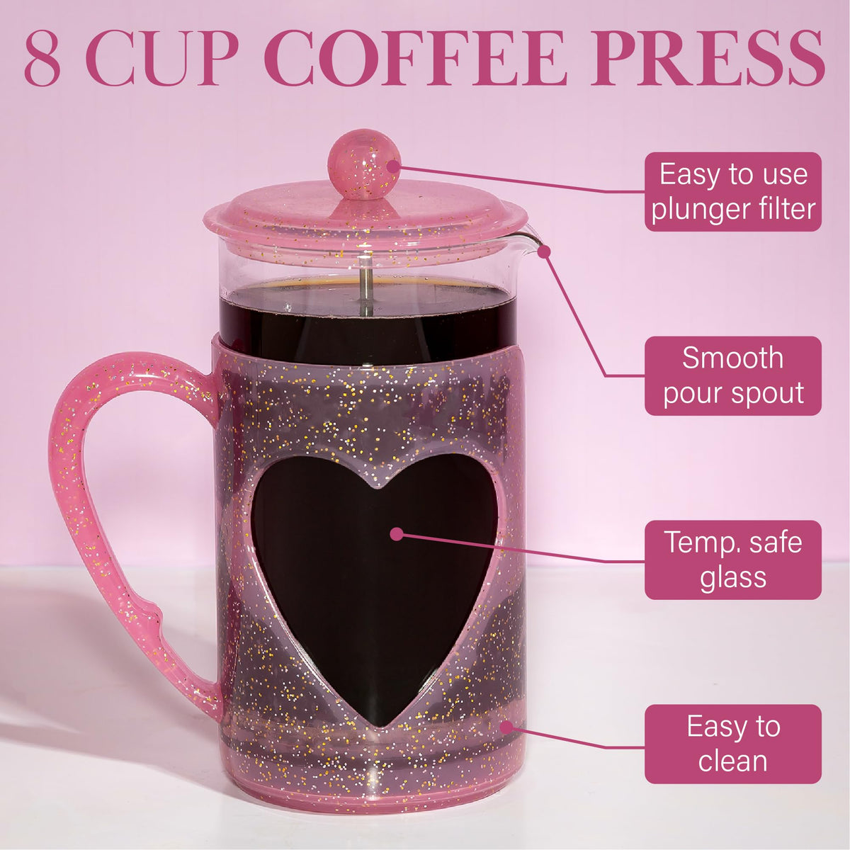 8-Cup Pink French Press Coffee Maker M188707