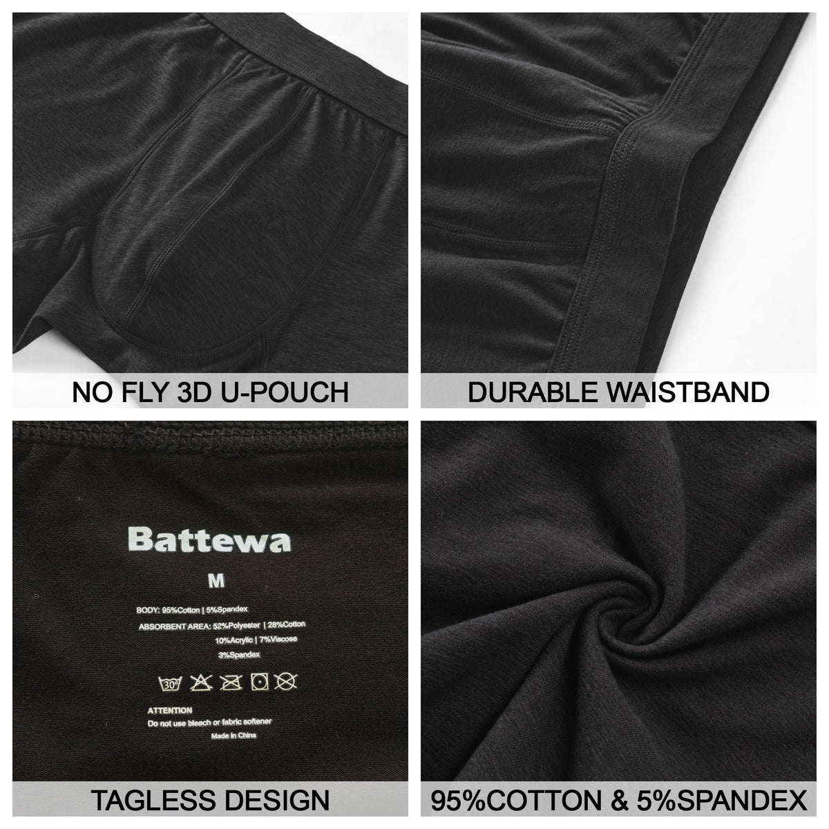 Mens Washable Incontinence Underwear 50ml Absorbent 4XL H11357