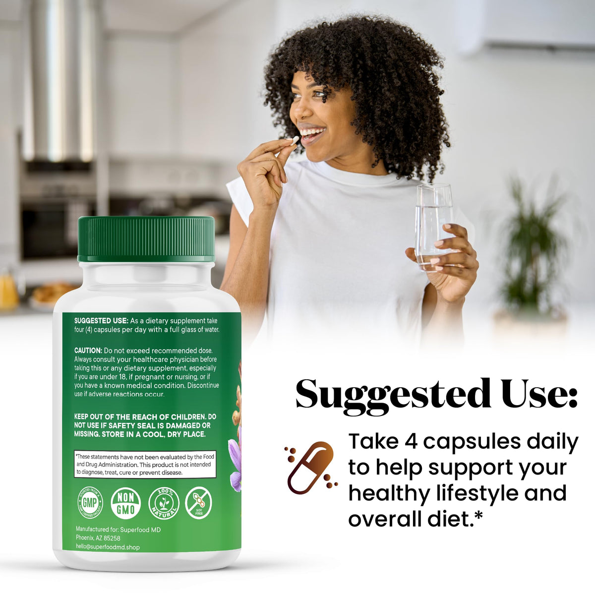 240 Capsules Turmeric Ginger Boswellia Saffron Holy Basil Nettle Supplement G4802