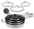 7-Piece Tri-Ply Stainless Steel Frying Pan Set & Wok U172357