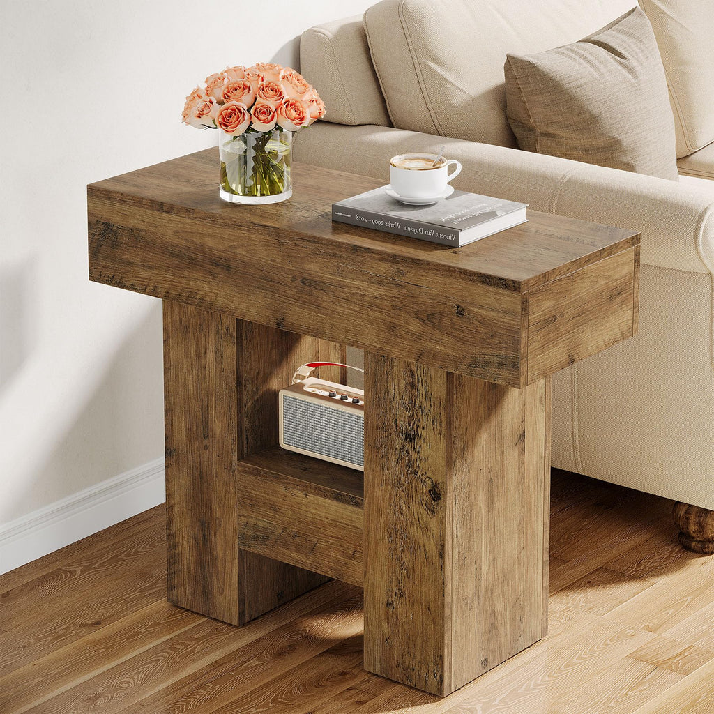 2-Tier Narrow Side Table with Storage Shelf M71208